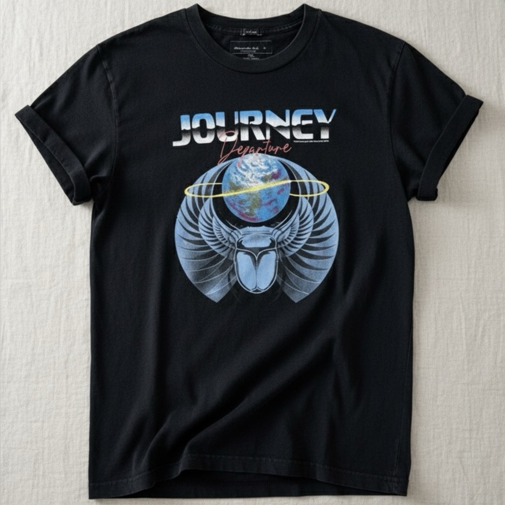 Abercrombie Fitch Mens Large Relaxed Journey Departure Band Graphic T Shirt